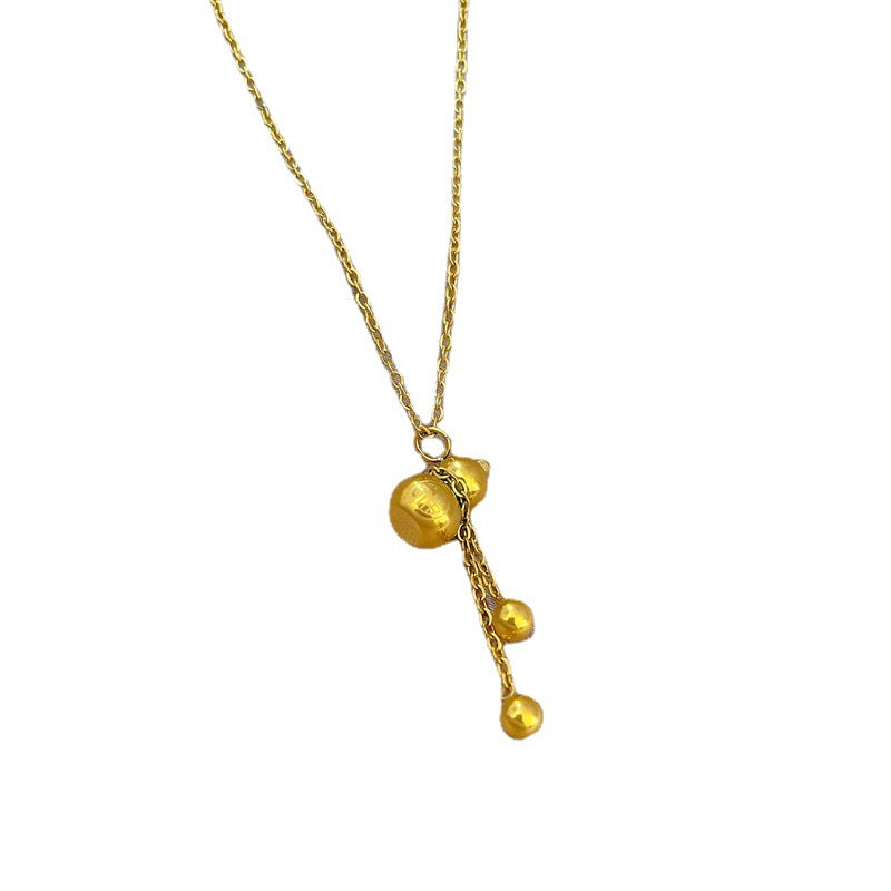 Collana girocollo con ciondolo a zucca geometrica da donna in acciaio al titanio con strass intarsiati, fresca e dolce