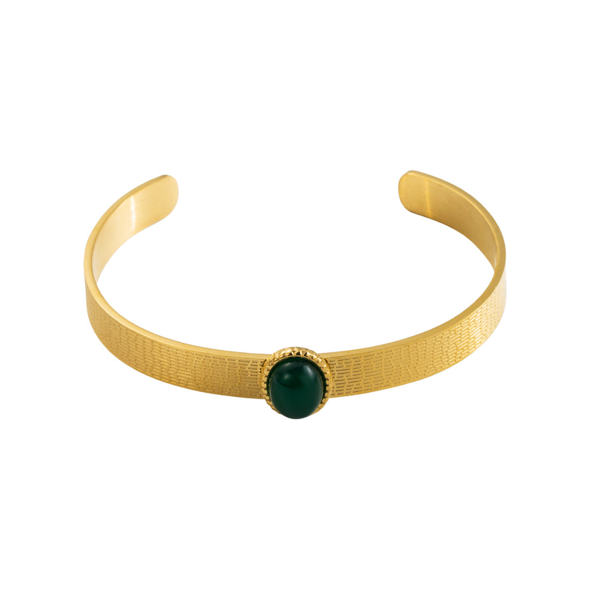 Pulsera de acero inoxidable geométrica en forma de C, chapada, estilo dulce y atrevido, con superficie texturizada para mujer