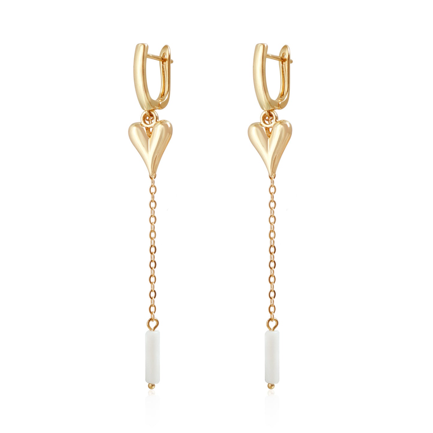 Geometric Heart Beaded U-Shape Tassel Alloy Necklace for Women