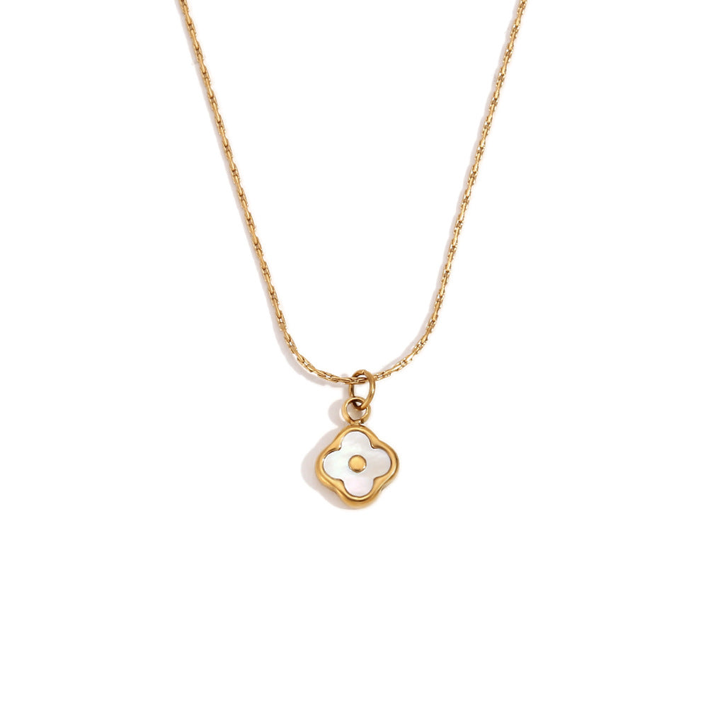 Fashionable Minimalist Shell-Shaped Stainless Steel Pendant Necklace for Women with 18K Gold Plating