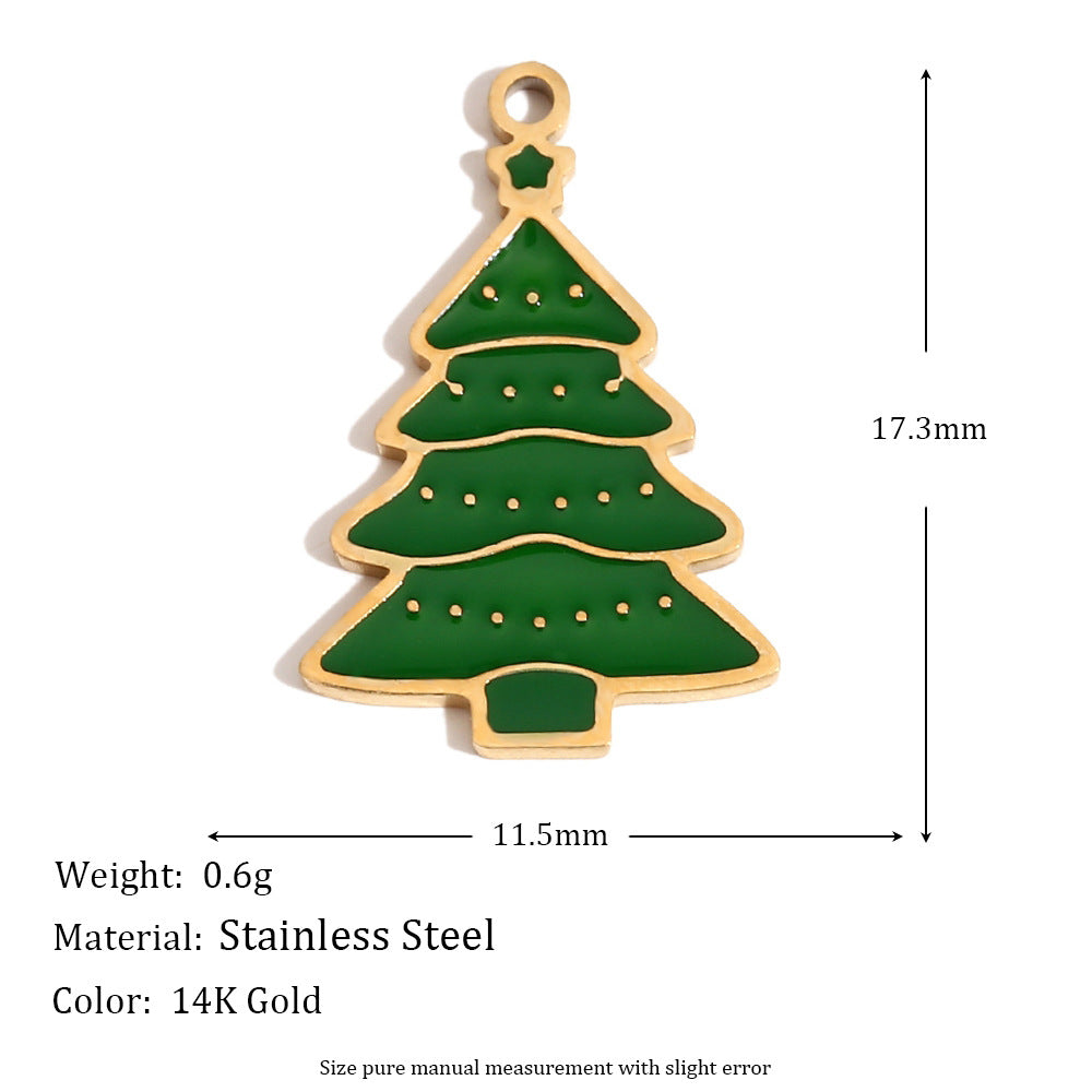 Cute Christmas Reindeer Pendant Necklace for Women Stainless Steel with 14K Gold Plating and Enamel Finish
