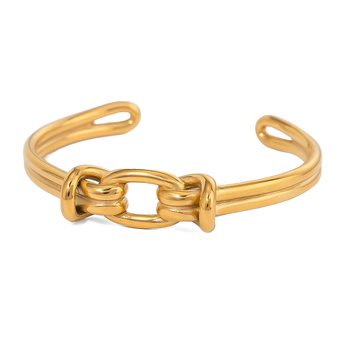 Minimalist Geometric Stainless Steel Bracelet with Electroplated Titanium Steel Finish for Women