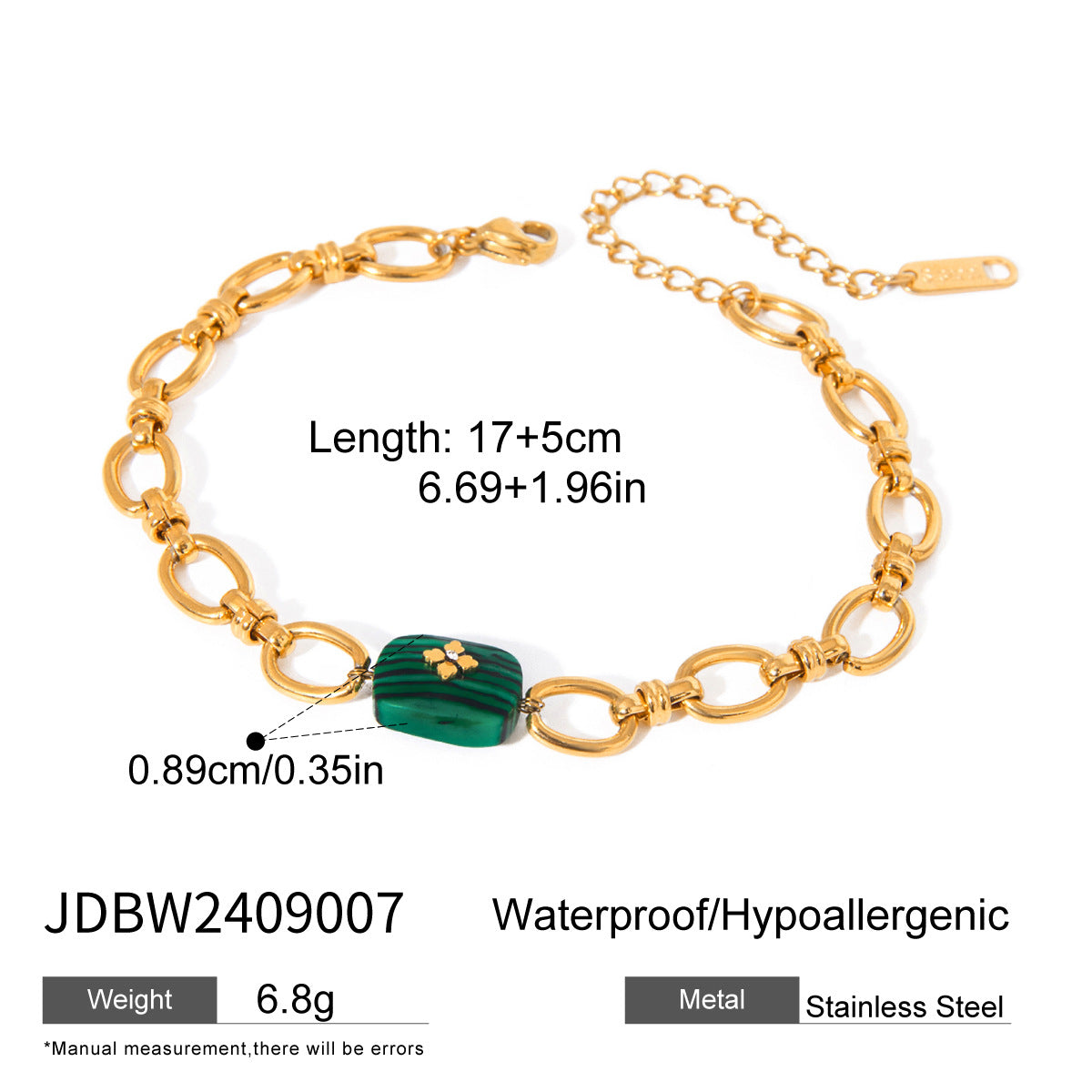 Luxury Elegant Geometric Oval Titanium Steel 18K Gold Plated Bracelet for Women