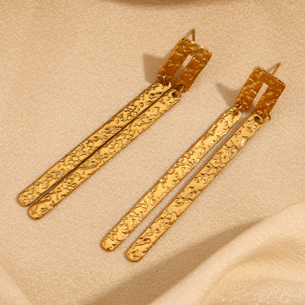 Minimalist Geometric Stainless Steel Ear Studs with 18K Gold Plating for Women