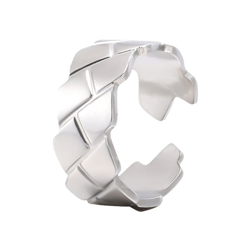 Minimalist Geometric Titanium Steel Plated Adjustable Ring for Men and Women