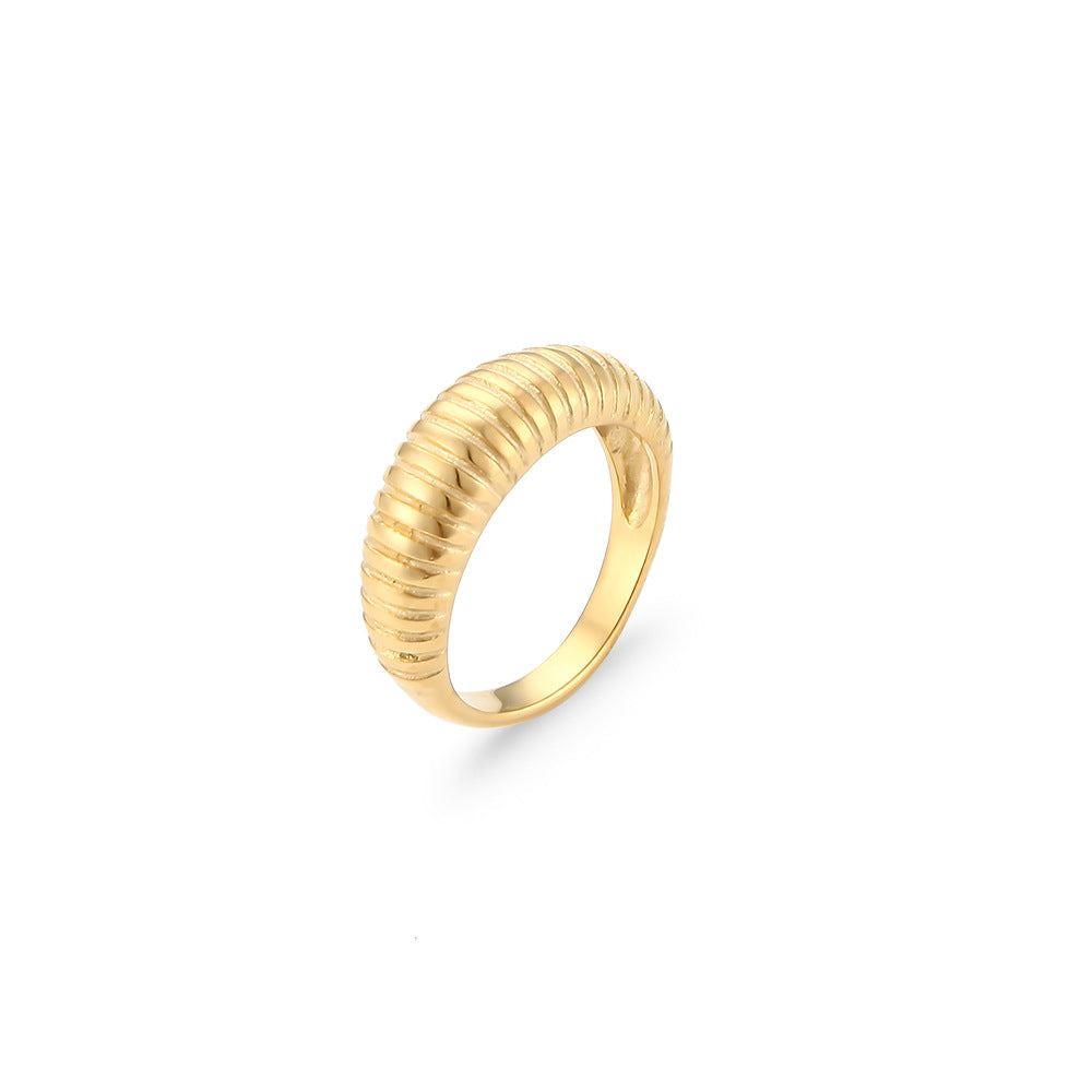 Anillo de acero inoxidable geométrico minimalista de moda con chapado en oro de 18 quilates para mujer