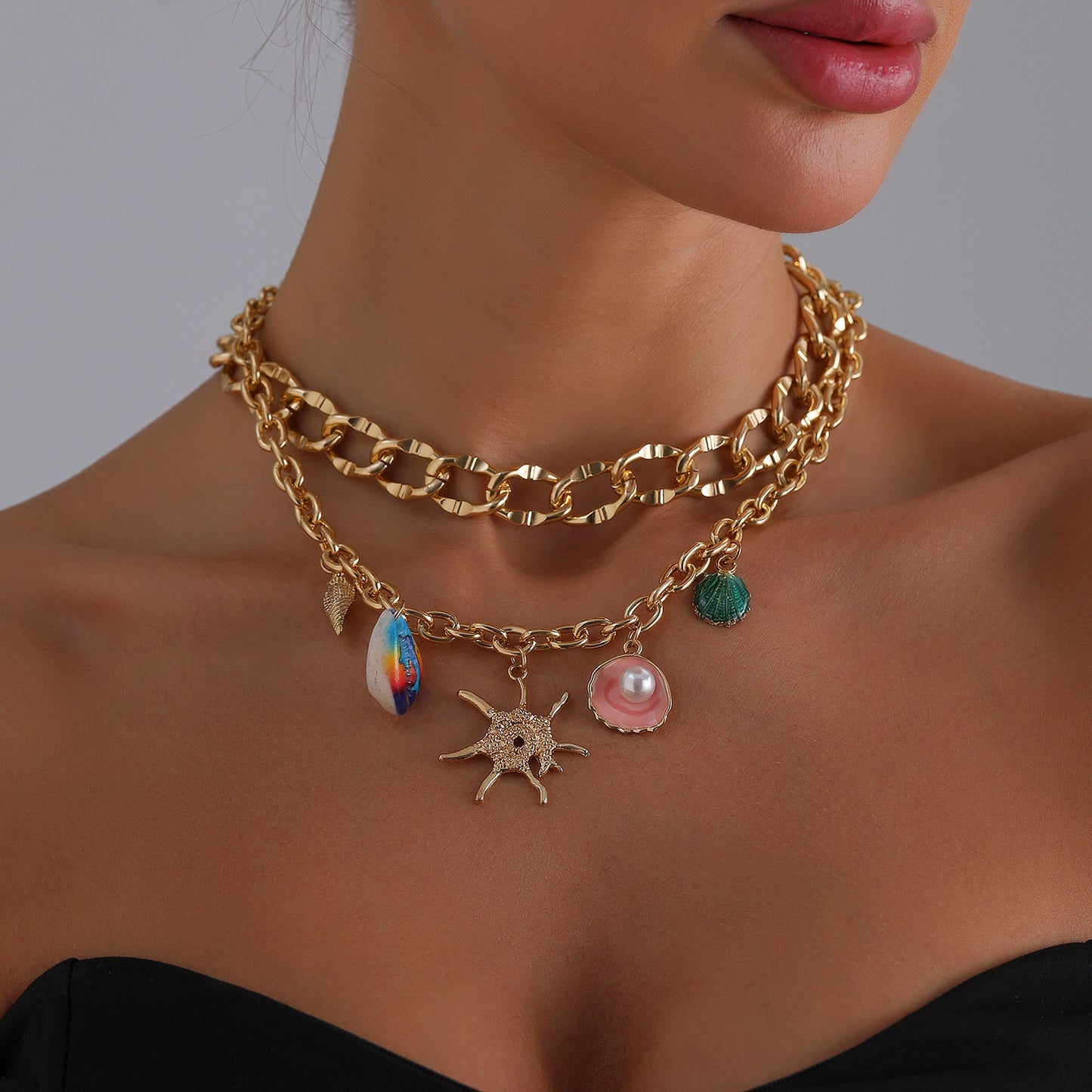 Minimalist Starfish Pendant Necklace in Alloy with Plated Finish for Women