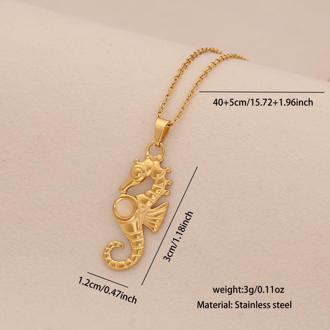 Personalized Stainless Steel Ocean Animal Pendant Necklace with Cat's Eye Stone