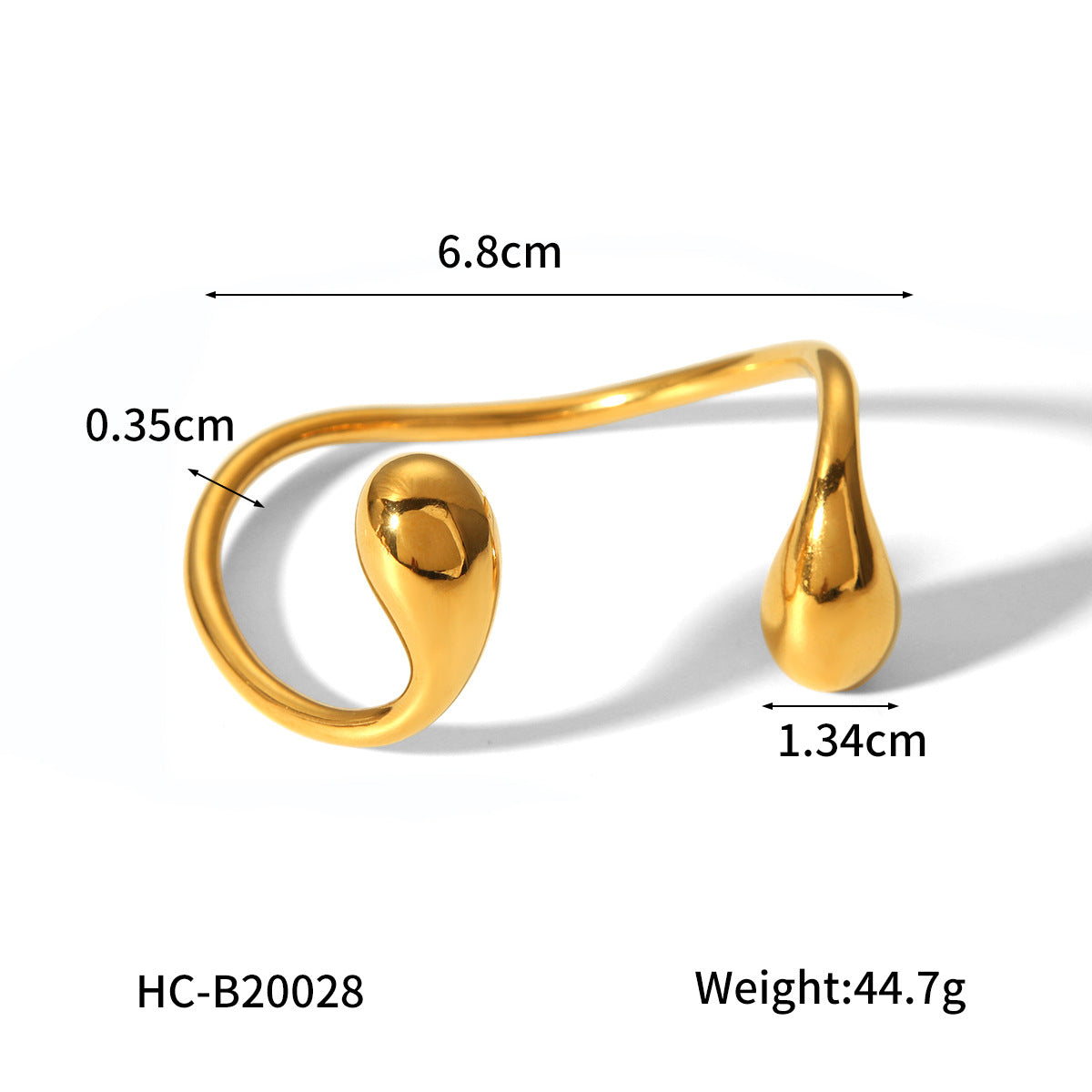 Pulsera Asimétrica de Puño Abierto a la Moda, Chapada en Oro de 18K, de Acero Inoxidable, Joyería de Mano de Tendencia