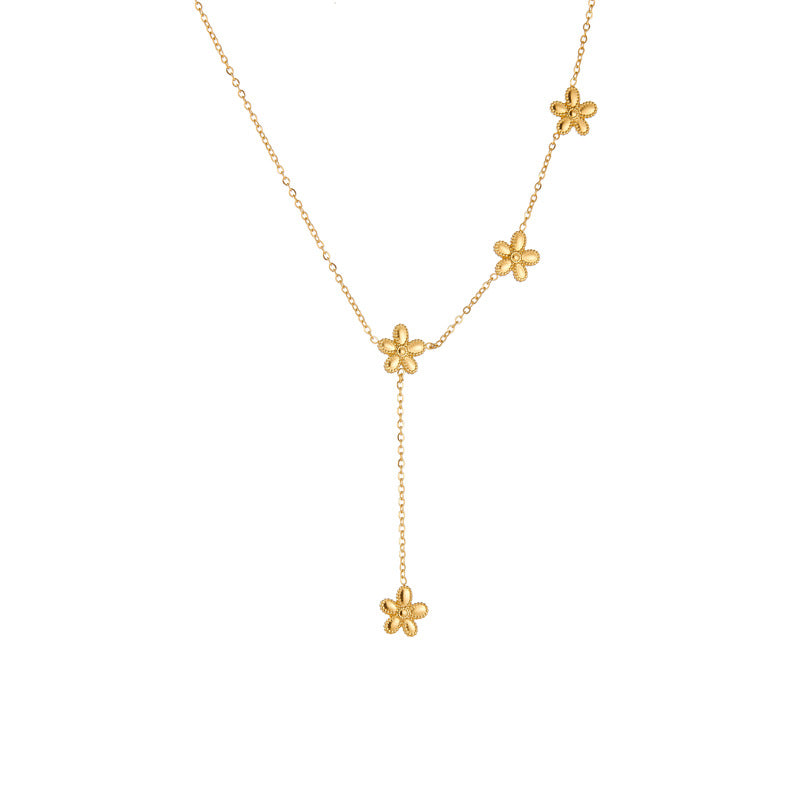 Collana Minimalista con Ciondolo a Fiore in Acciaio Inossidabile con Catena a Scatola