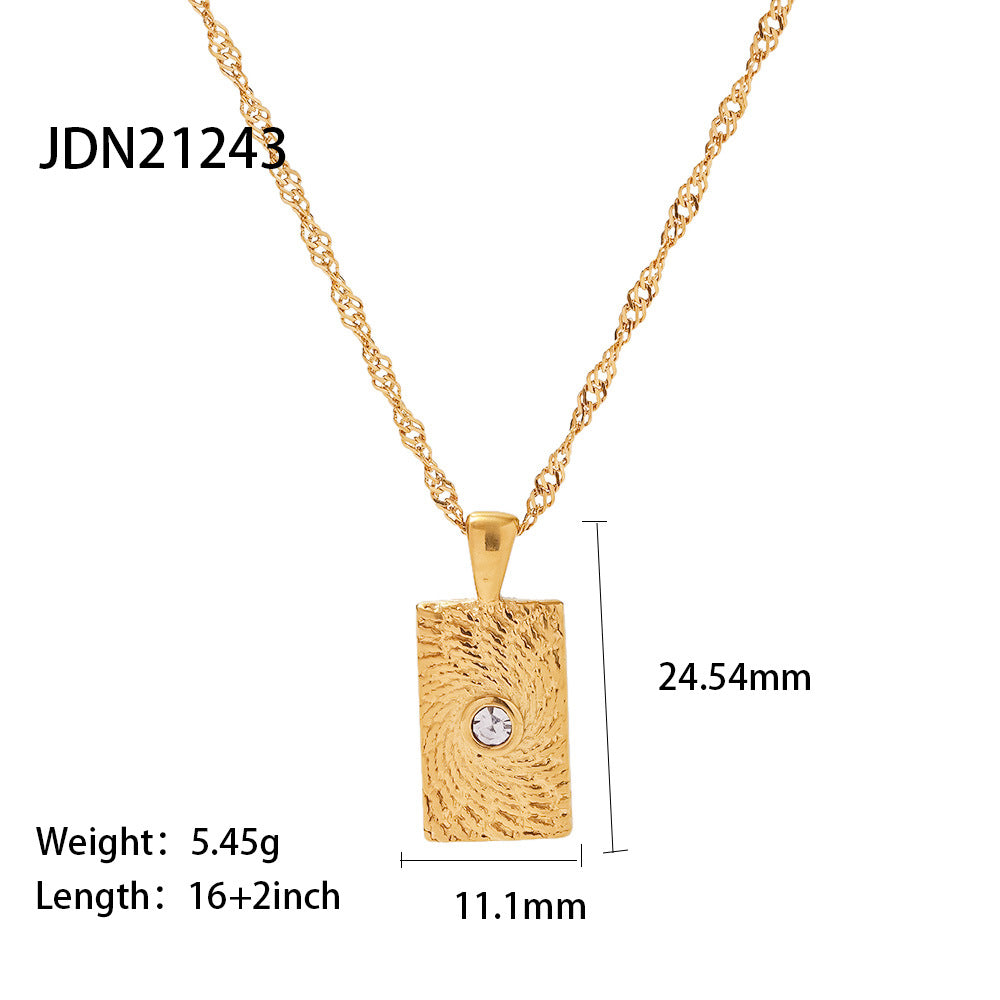 Elegant Heart Rhinestone Inlaid Titanium Steel Plated Necklace for Women