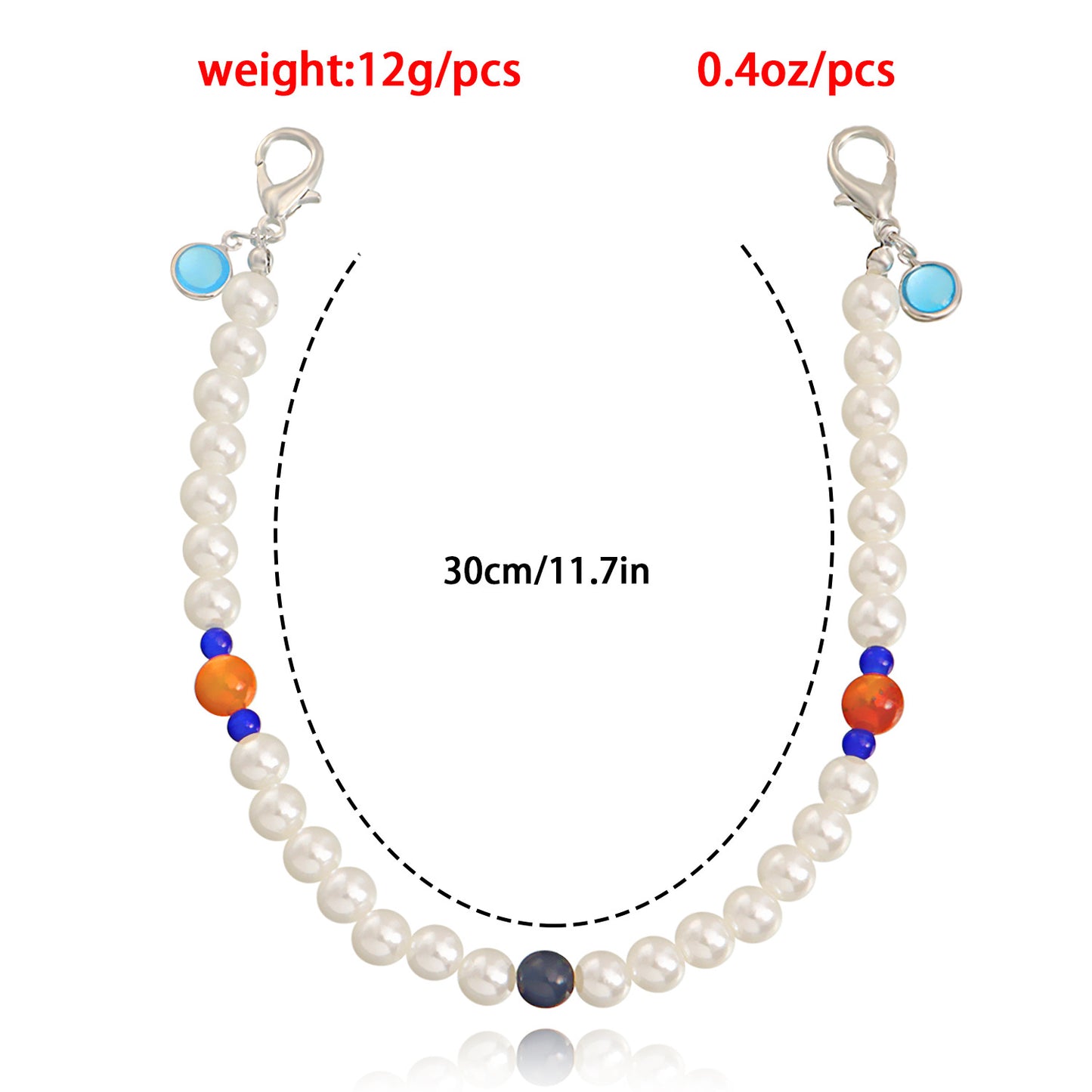 Hip-hop Punk Minimalist Geometric Alloy Anklet with Imitation Pearl and Colorful Beads Charm Bar