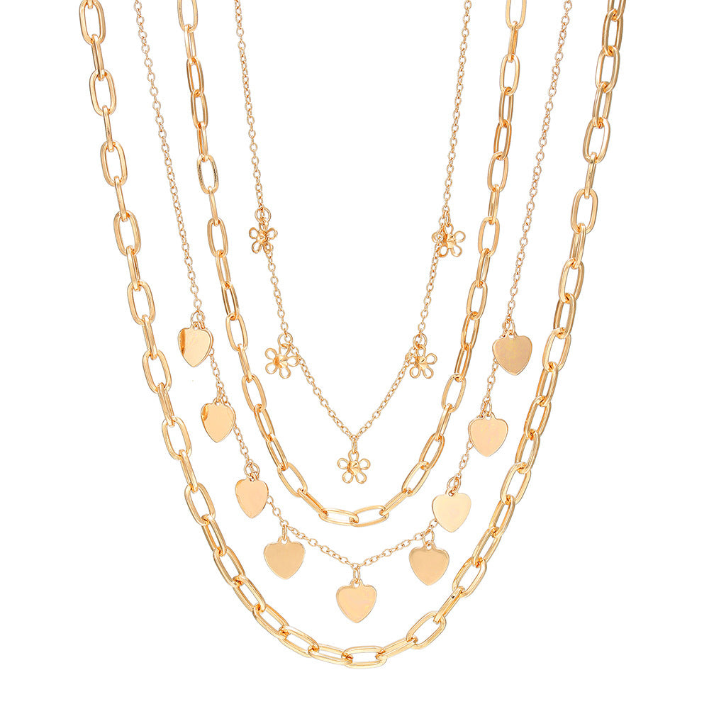 Minimalist Floral and Heart Pendant Necklace for Women in Alloy with Plated Finish on O-Chain