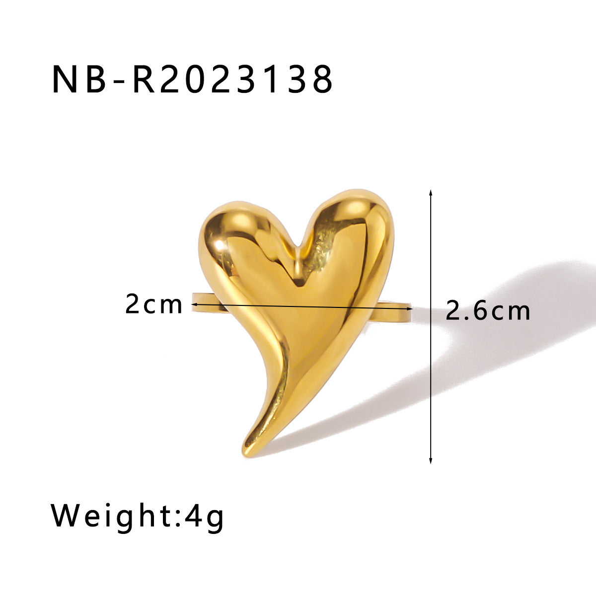 Anello minimalista a forma di fiocco e cuore in acciaio inossidabile con placcatura sottovuoto per uomo e donna