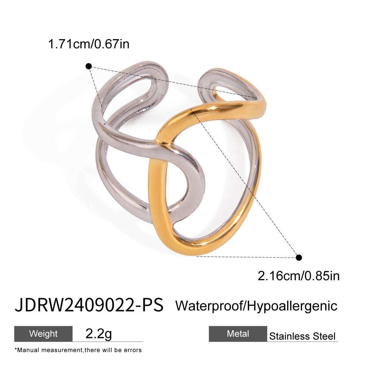Geometric Plated Stainless Steel Ring for Women