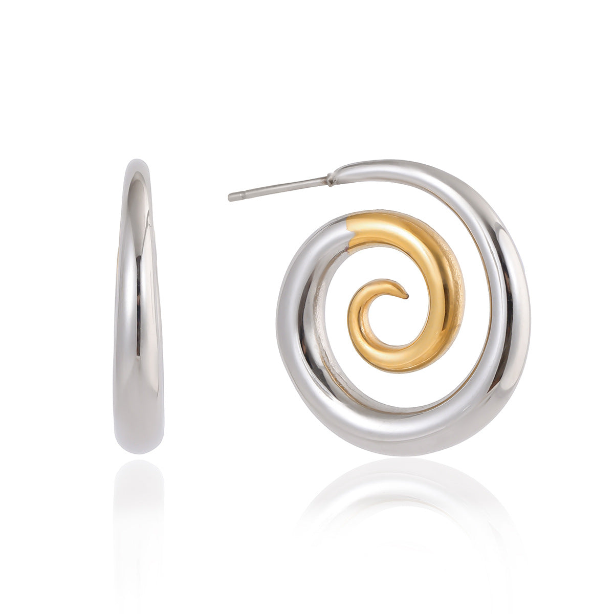 Pendientes de acero inoxidable geométricos minimalistas con baño de oro al vacío PVD para mujer