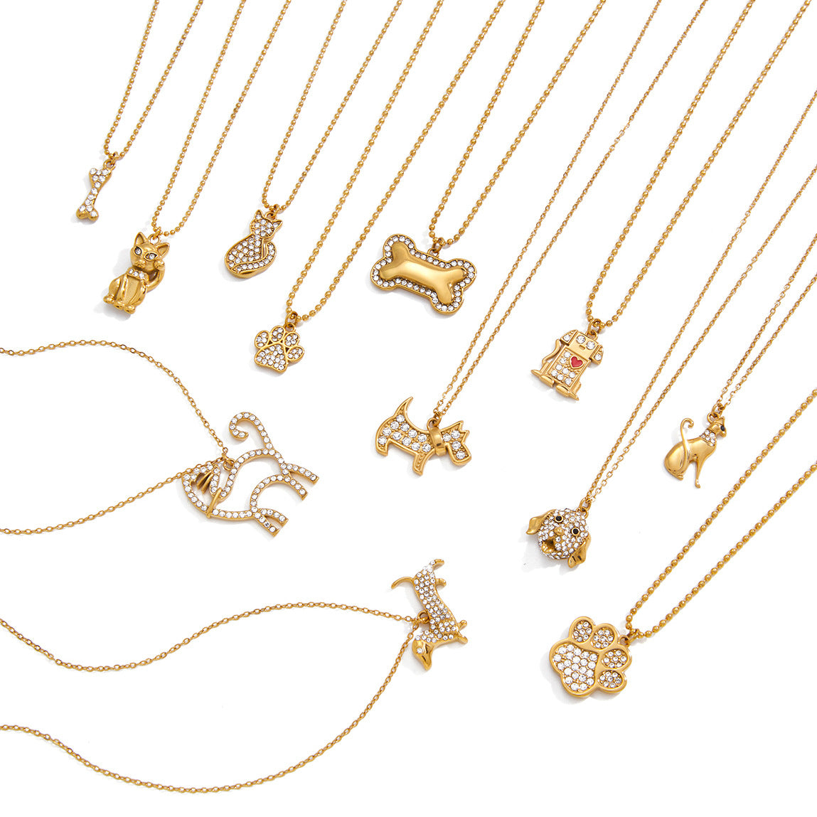 Collar colgante de gato geométrico minimalista de acero inoxidable 316L con baño de oro PVD para mujer