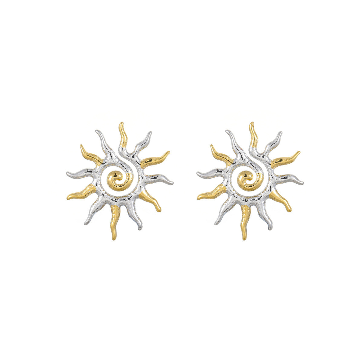 Vintage-Style Sunflower-Shaped 18K Gold-Plated Stainless Steel Earrings for Women