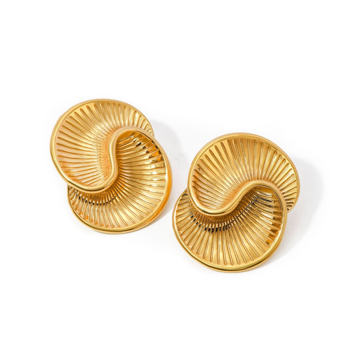 Pendientes de Acero Inoxidable Chapados en Oro de 18K con Diseño de Gota de Agua Asimétrica Estilo Ins para Mujer