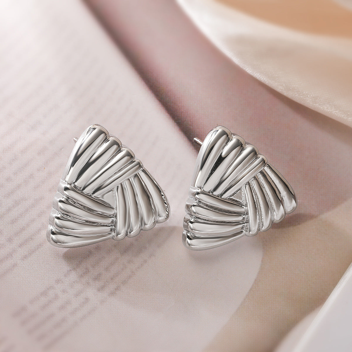 Minimalist Luxury Gold Plated Brass Heart Triangle Geometric Stud Earrings for Women
