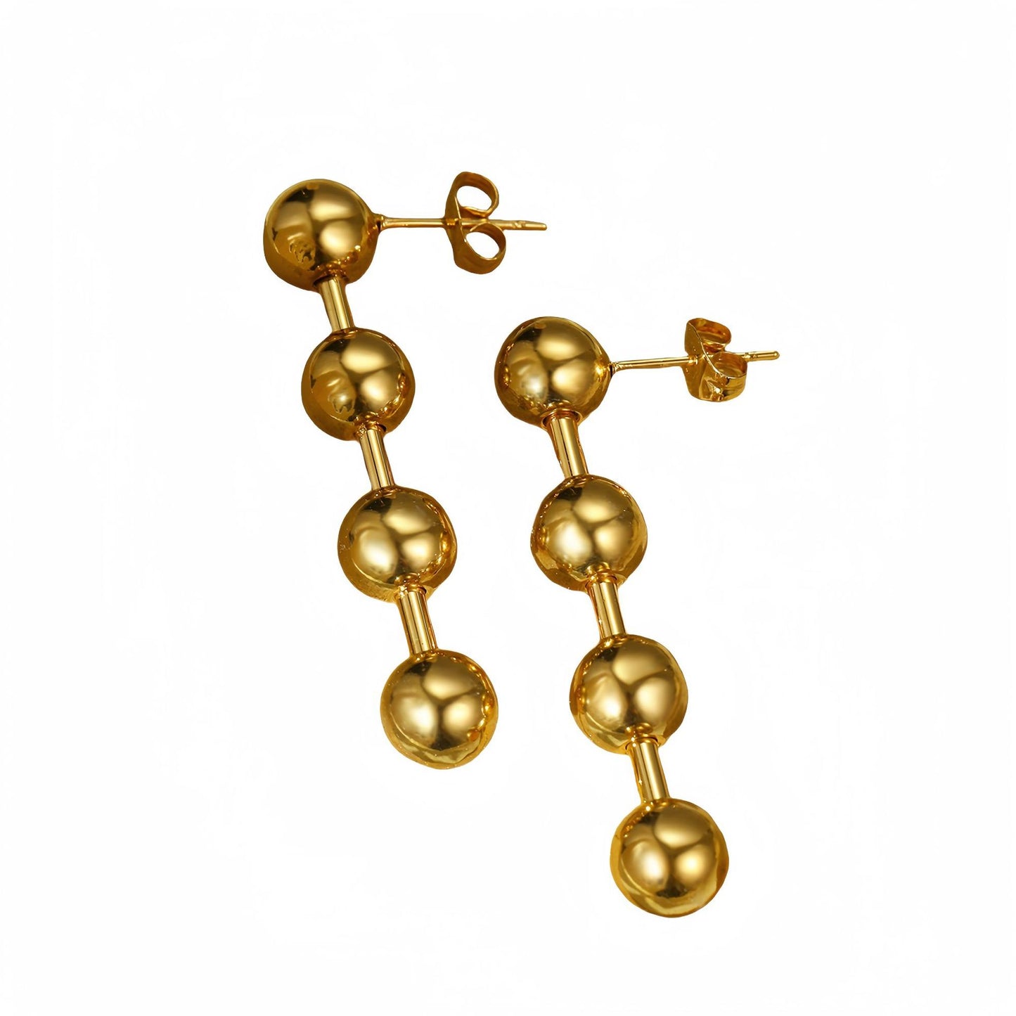 Pendientes redondos minimalistas de acero inoxidable para mujer con acabado chapado y diseño geométrico de puntos y líneas