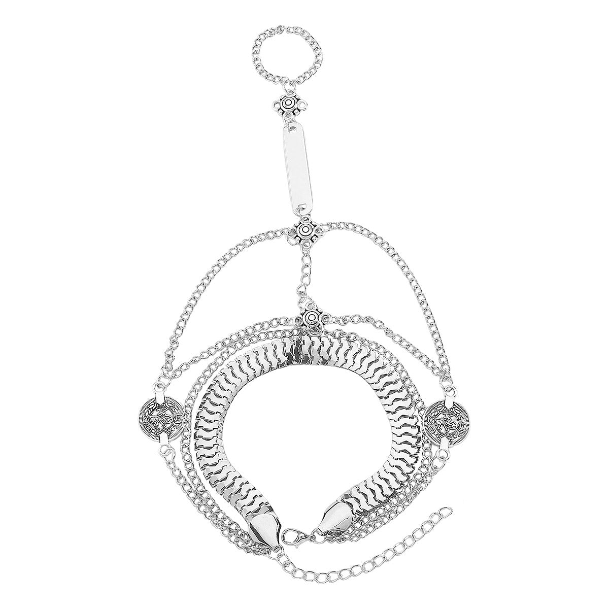 Bracciale da dito geometrico minimalista ad incastro per donna con finitura in ferro galvanizzato
