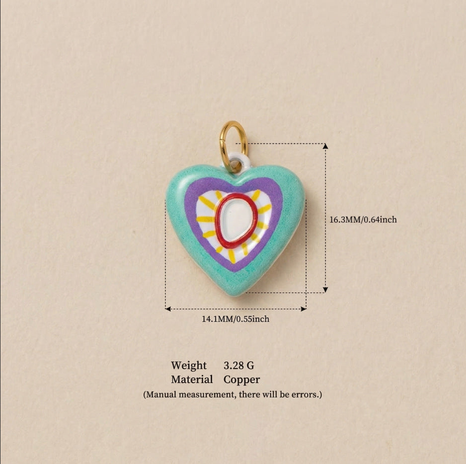 Minimalist Alloy DIY Charm Bar Keychain Pendant with Star Heart Round Oval Shapes