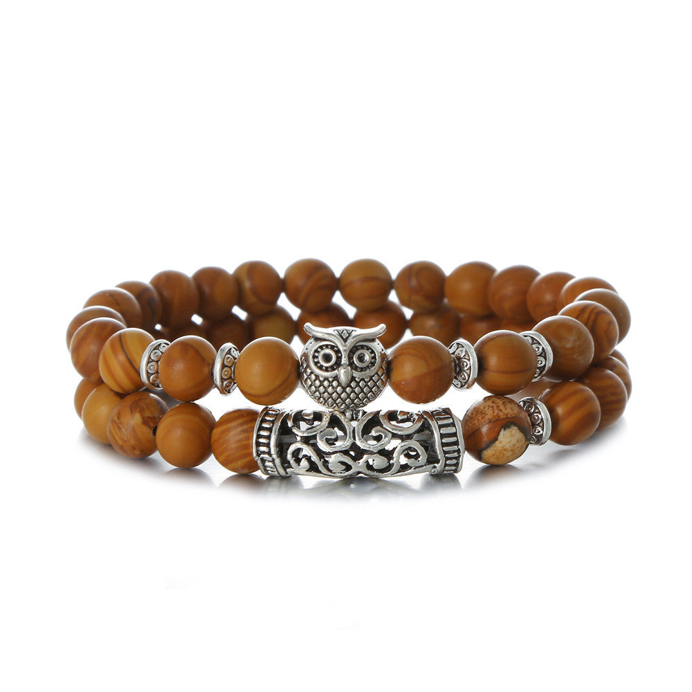 Animal Tiger's Eye Volcanic Stone Stretch Bracelet Set Unisex