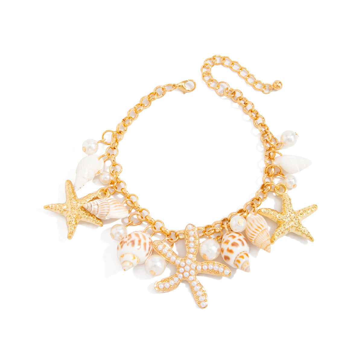 Casual Conch Shell Starfish Pearl Zinc Alloy Anklet for Women