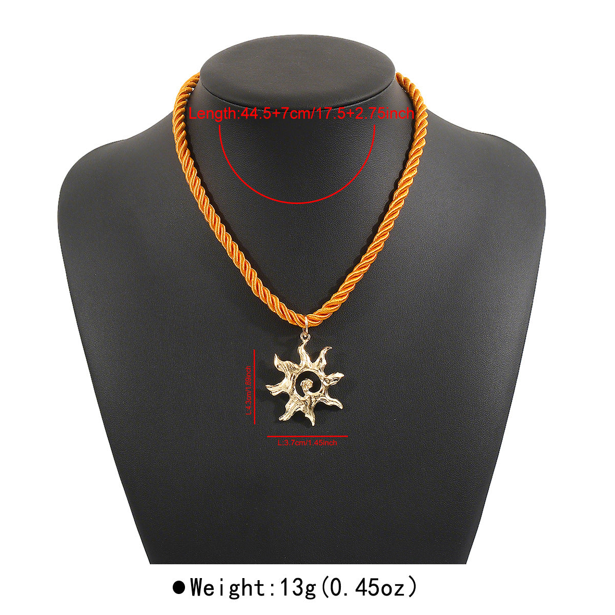 Collar con colgante de corazón y margarita estilo vacacional para mujer con cordón de poliéster, colgante de aleación y acabado esmaltado