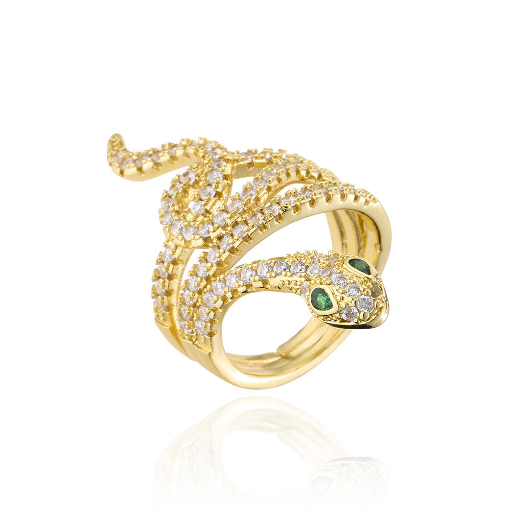 Geometric Shape Copper Ring with Micro-Paved AAA Zirconia for Women