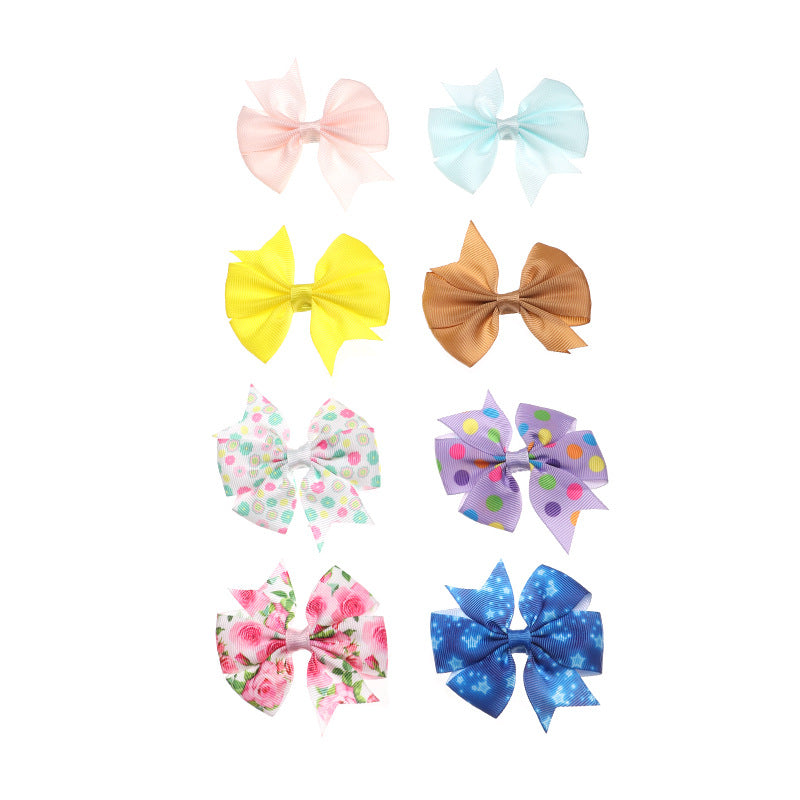 Set di Fermagli per Capelli Fatti a Mano a Forma di Fiocco per Bambini con Fantasie Floreali e Pois in Tessuto Accessori per Capelli Stile Principessa