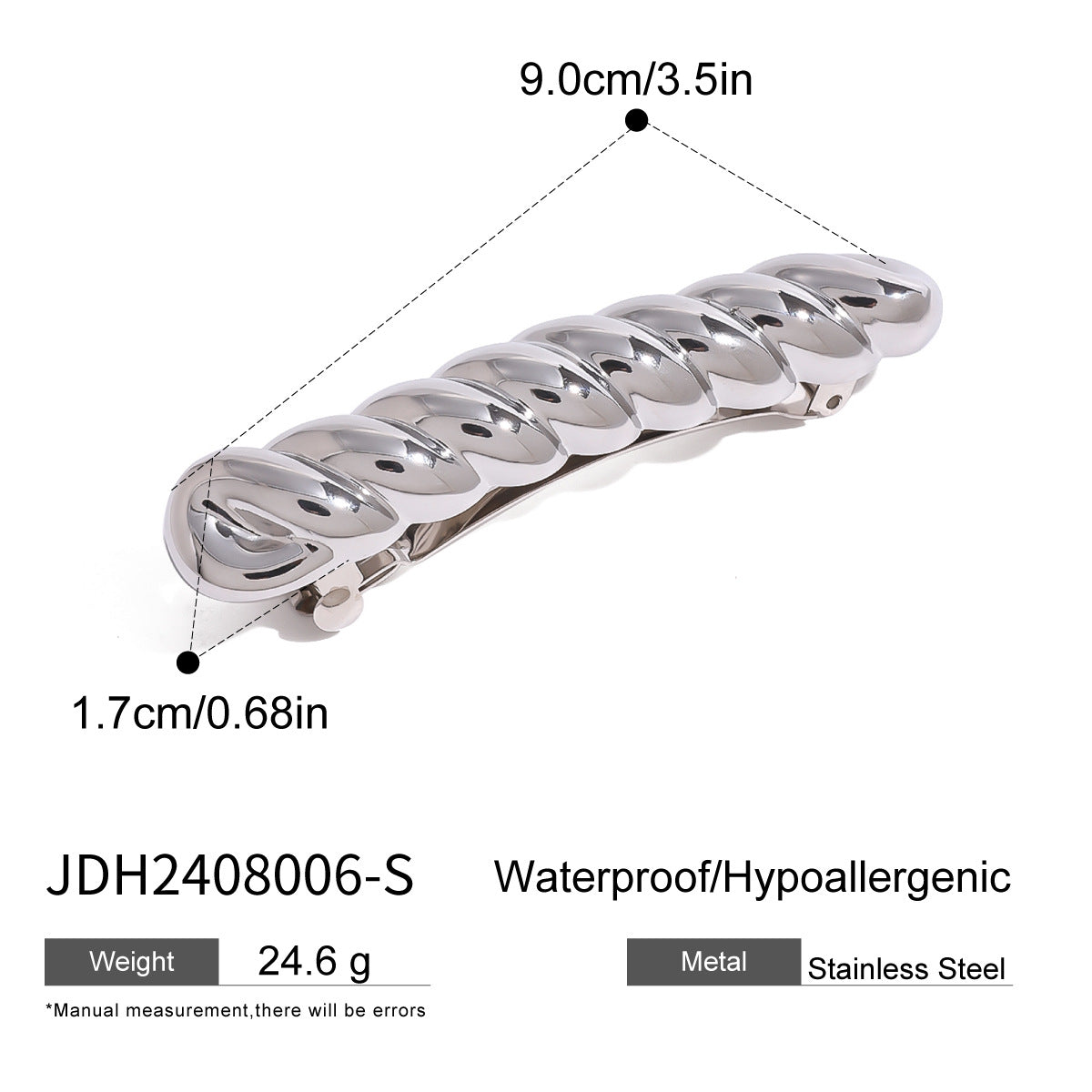 Fermaglio per capelli da donna minimalista geometrico in acciaio inossidabile per frangia con finitura placcata
