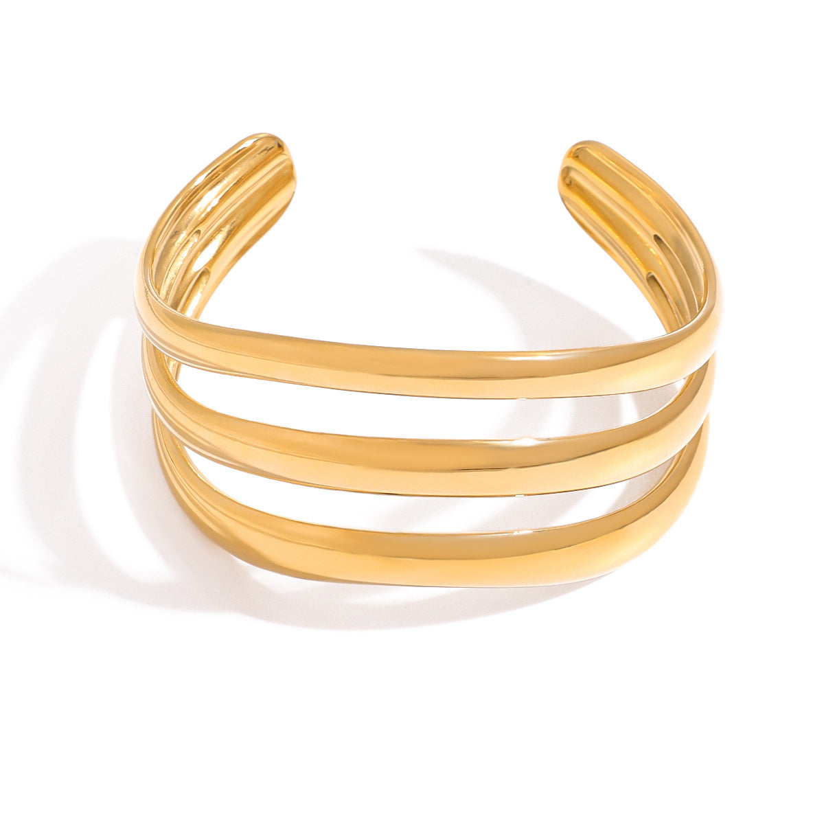 Bracciale da donna in acciaio inossidabile con polsino aperto multistrato cavo geometrico