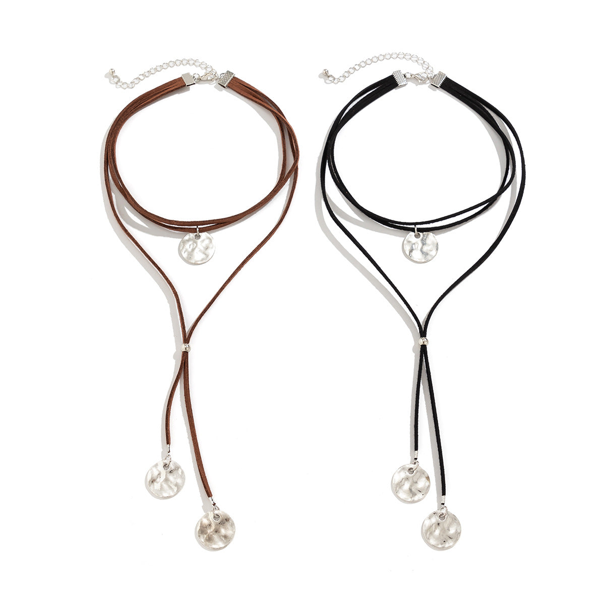 Adjustable Gothic Choker Necklace with Circular Pendant and Tassel Accents in Alloy for Women