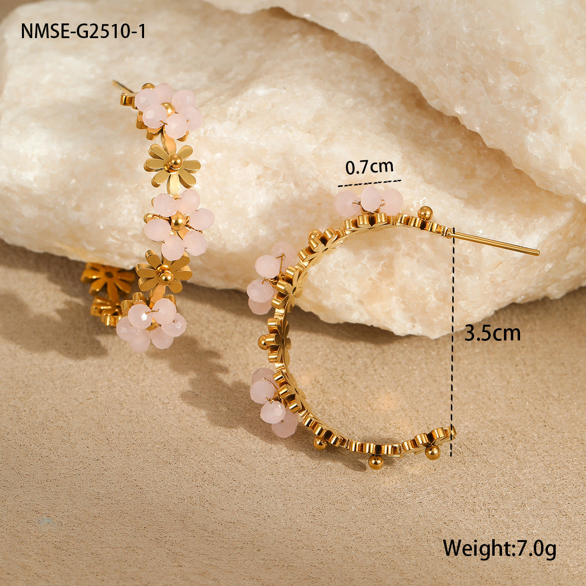 Pendientes de aro de acero inoxidable con forma de margaritas de moda para mujer, con acabado chapado, diseño floral elegante