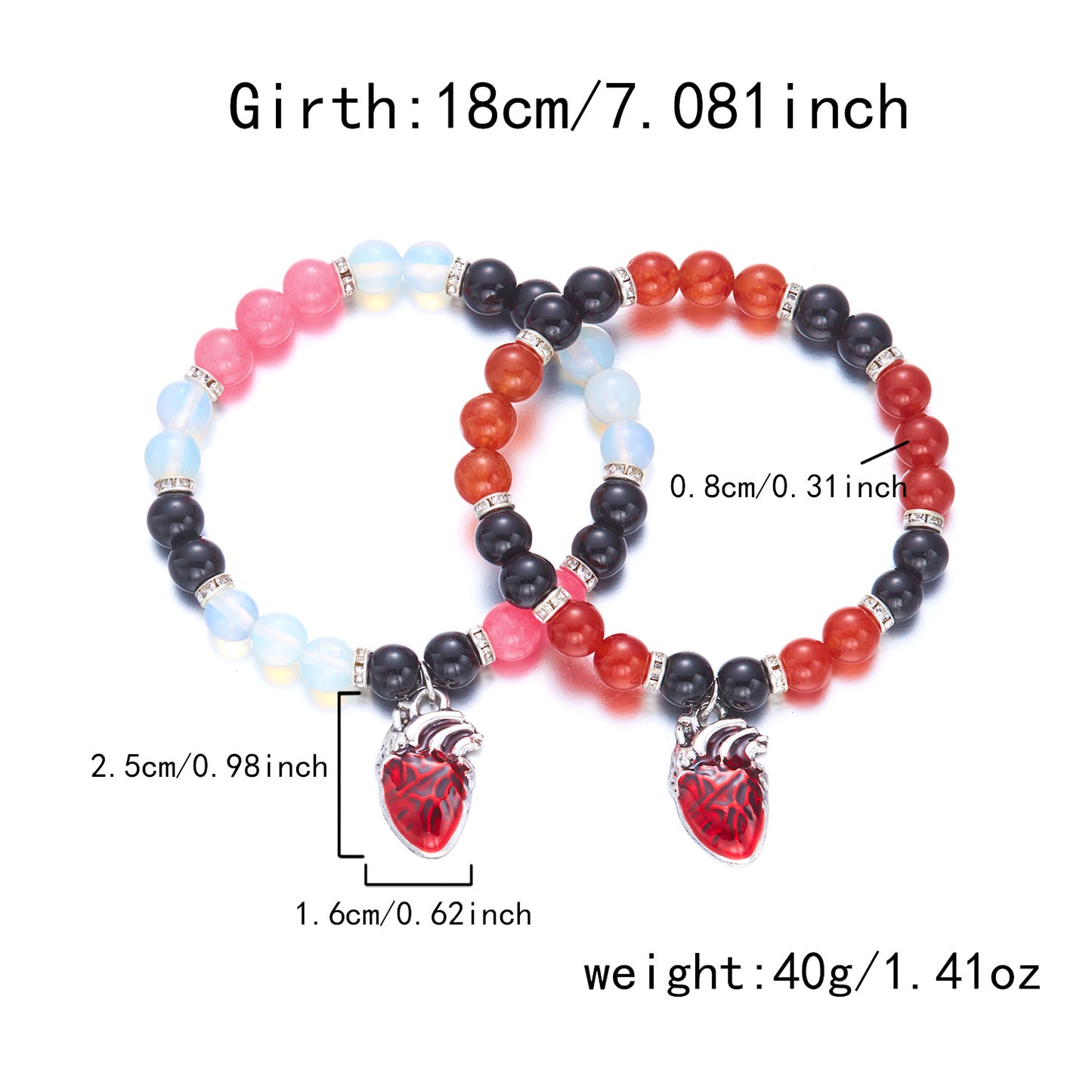 Pulsera con colgante de fantasma y calabaza temática de Halloween con dije de corazón, diseño geométrico, joyería de cristal hecha a mano para mujeres y hombres