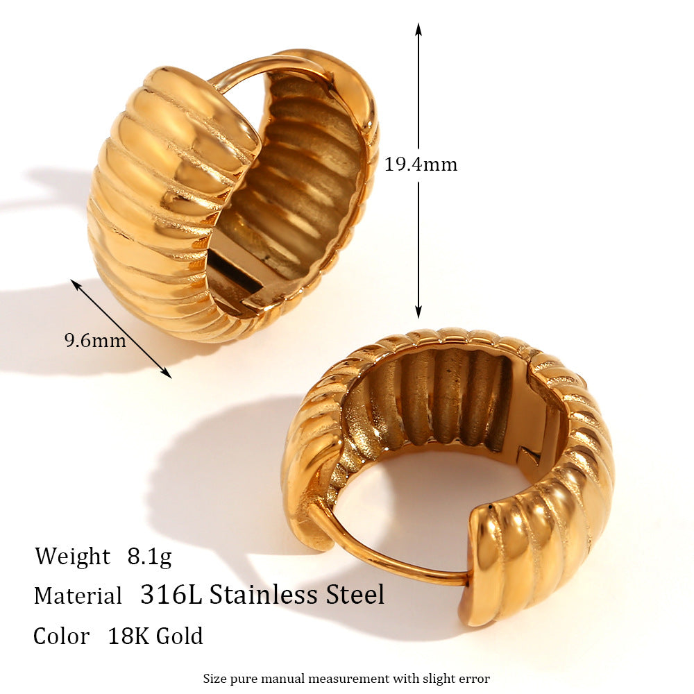 Minimalist Geometric Stainless Steel Earrings with 18K Gold Plating for Women