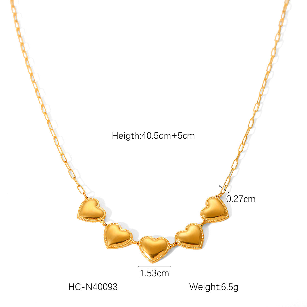 Minimalist Heart-Shaped Titanium Steel Necklace and Earrings Set for Women with Electroplated Finish and Cross Chain
