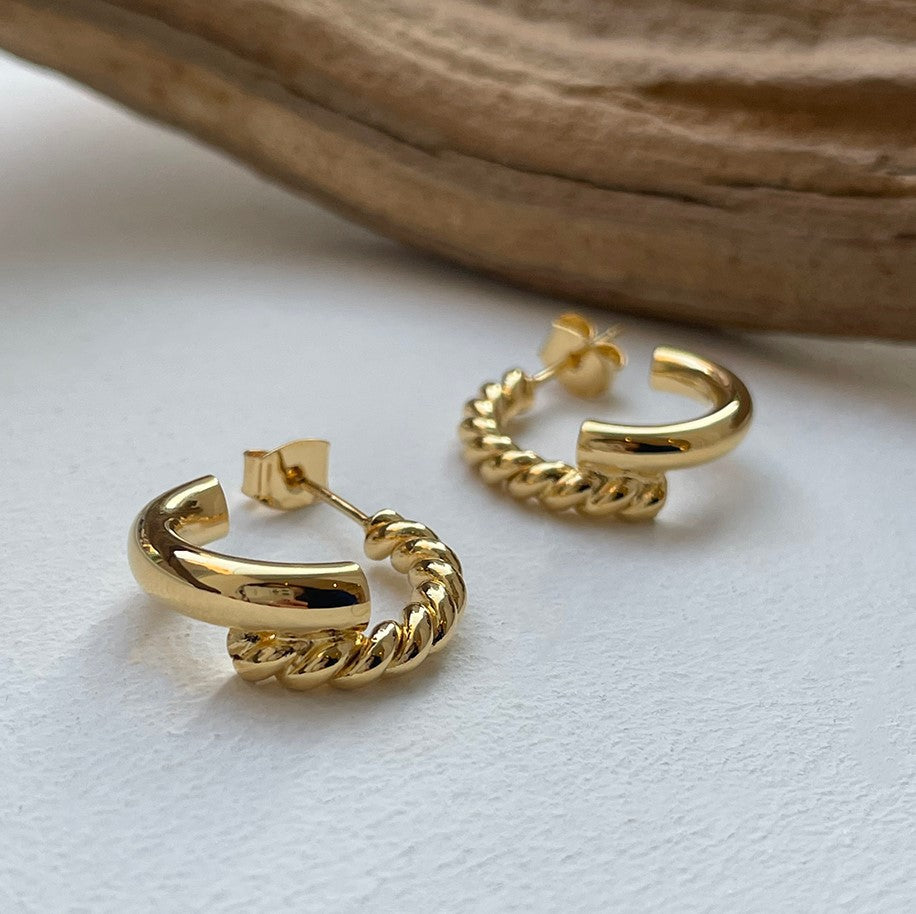 Minimalist 925 Sterling Silver Round Woven Hoop Earrings for Women