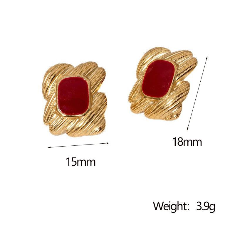 Elegant 18K Gold Plated Geometric Stainless Steel Earrings for Women