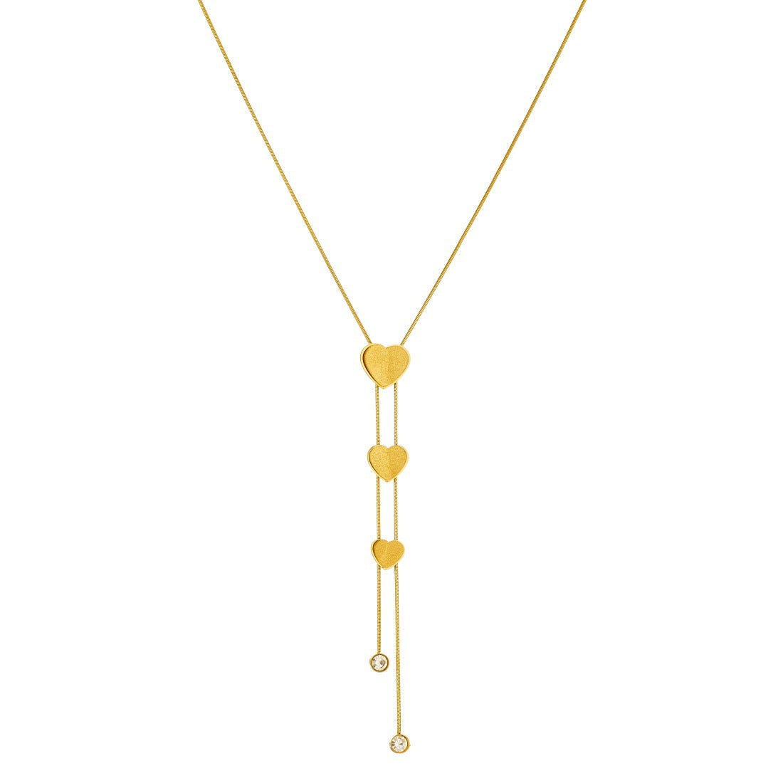 Gold Plated Matte Stainless Steel Heart Tassel Necklace for Women