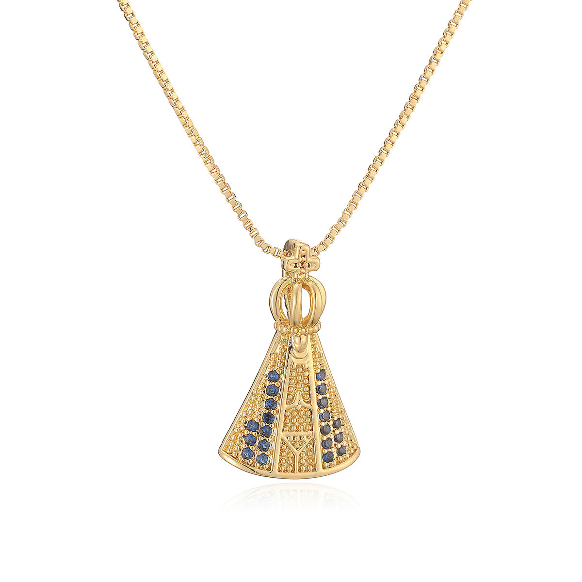 Minimalist Luxury 18K Gold Plated Brass Cross Pendant Necklace with Cubic Zirconia for Women