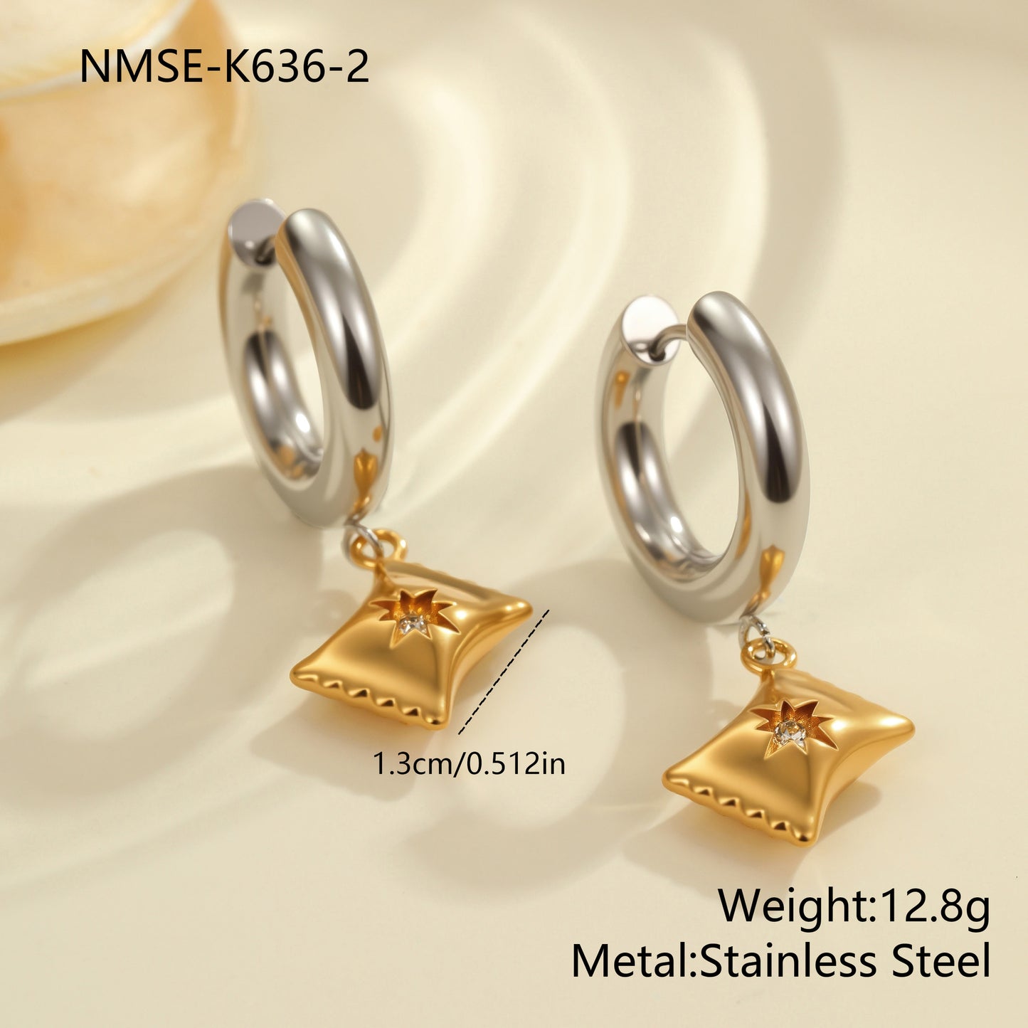 Fashionable Heart and Star Shaped Stainless Steel Earrings with 18K Gold and Silver Plating for Women