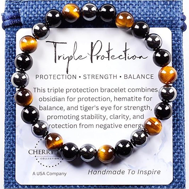 Minimalist Round Natural Stone Beaded Bracelet Elastic Cord Unisex Jewelry Gift