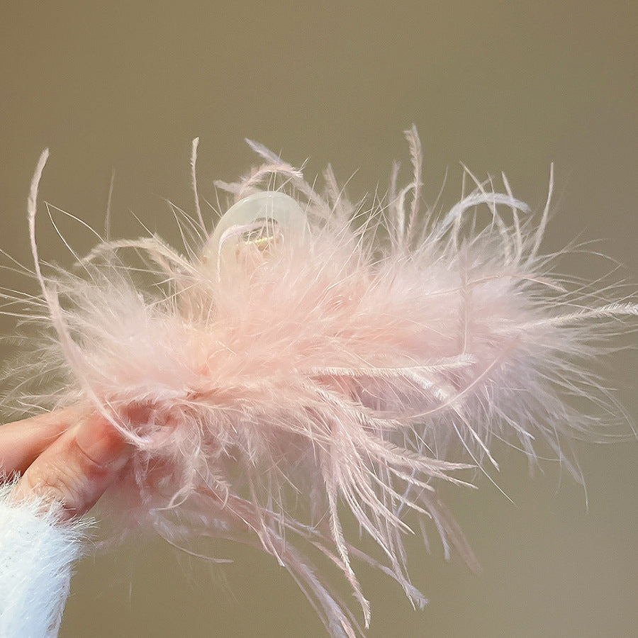 Elegante fermaglio per capelli in acrilico a forma di piuma con intarsio di strass da donna, molletta artiglio di lusso minimalista