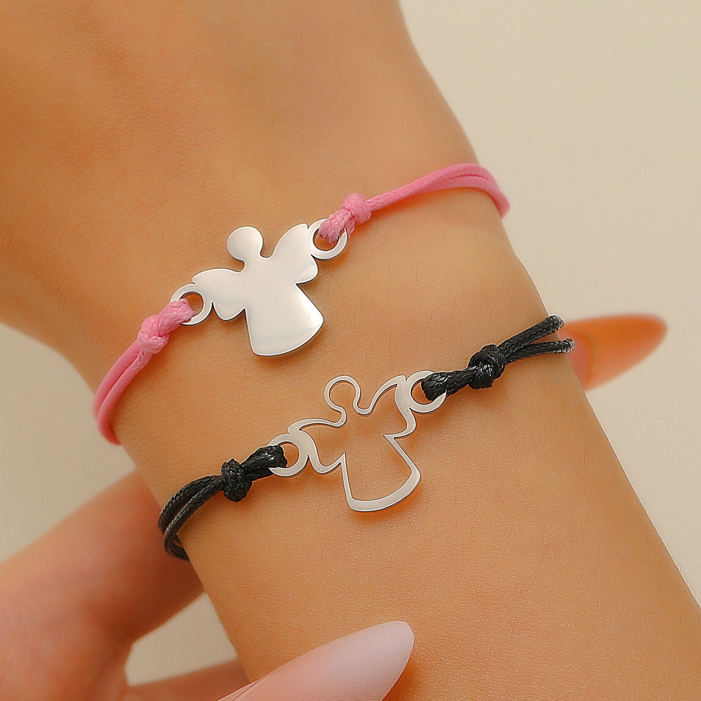 Sweet Heart Star Butterfly Floral Alloy Bracelet Unisex Handmade Woven Cord