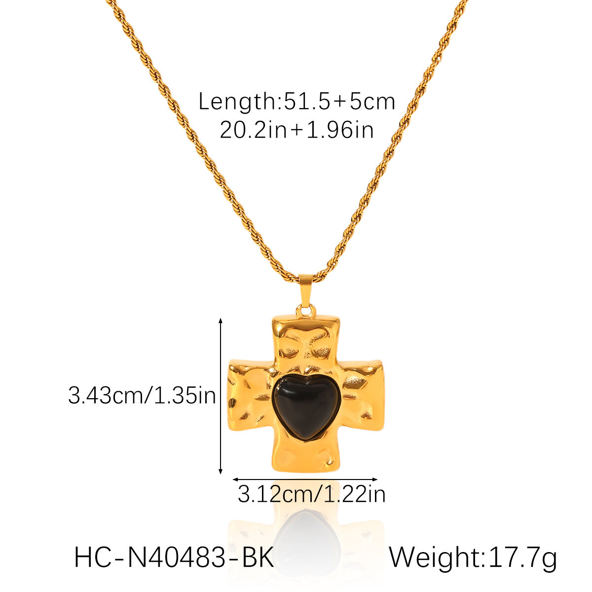 Trendy Geometric Cross Pendant Necklace 18K Gold Plated Stainless Steel Box Chain Rhinestone Inlay Women Jewelry