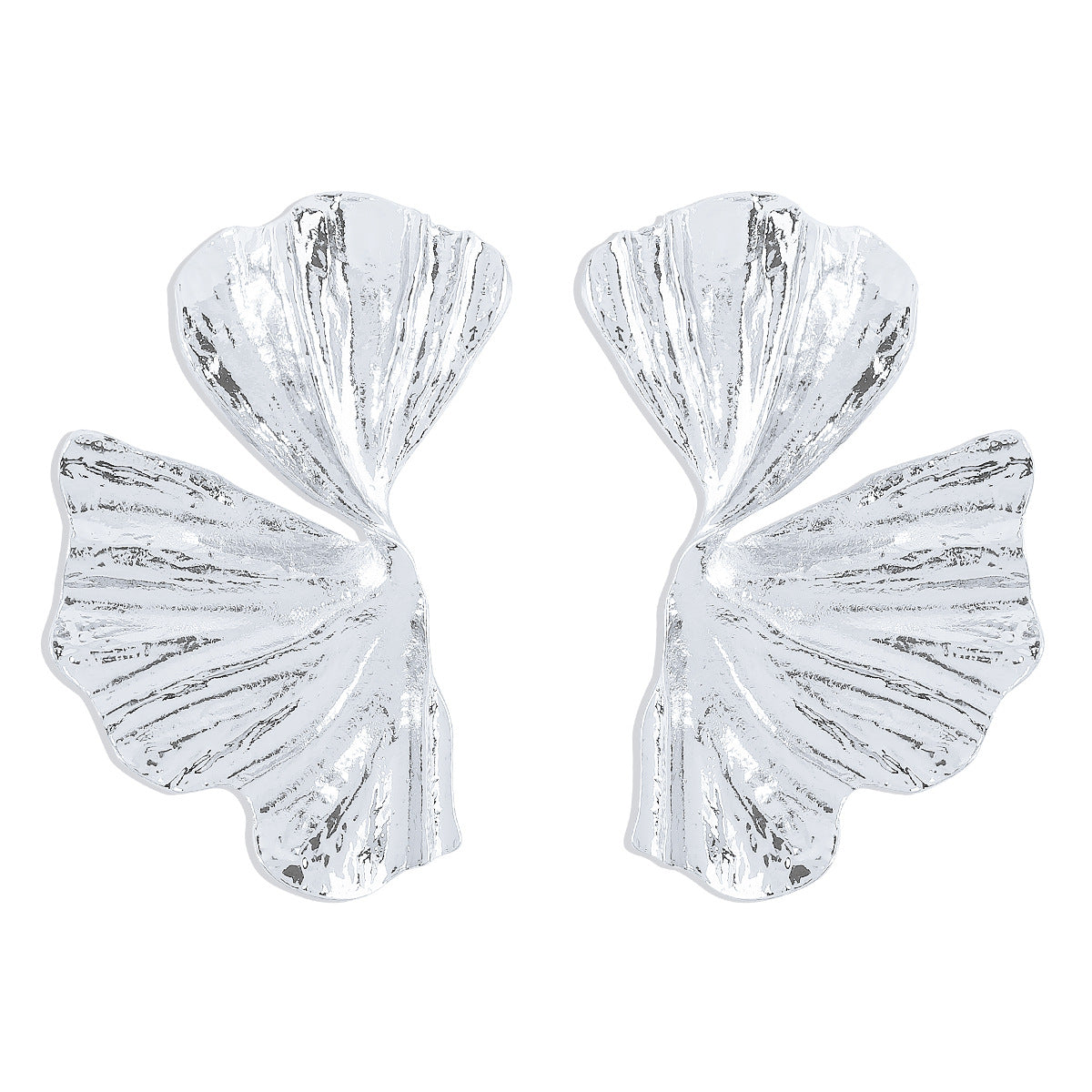 Pendientes de Hoja de Ginkgo Geométricos Dulces y Atrevidos de Aleación con Acabado Galvanizado para Mujer