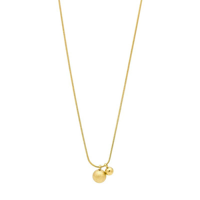 Matte Finish Geometric Small Gold Ball Snake Chain Necklace for Women Titanium Steel Plated Jewelry